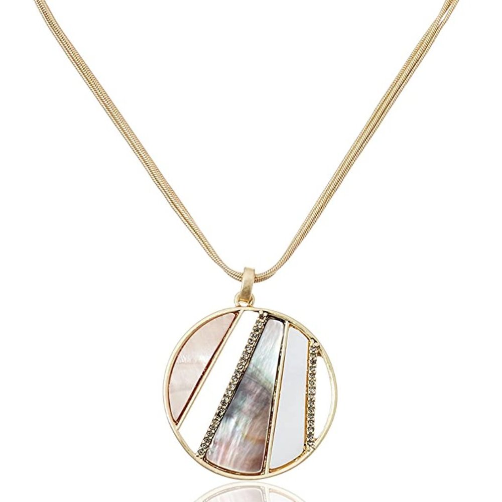 NEW Kenneth Cole NY Geometric Disc Shell Necklace